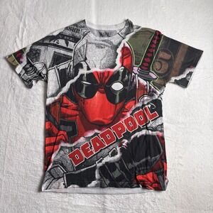Marvel‎ Deadpool AOP Short Sleeve Graphic Shirt Men's Medium *